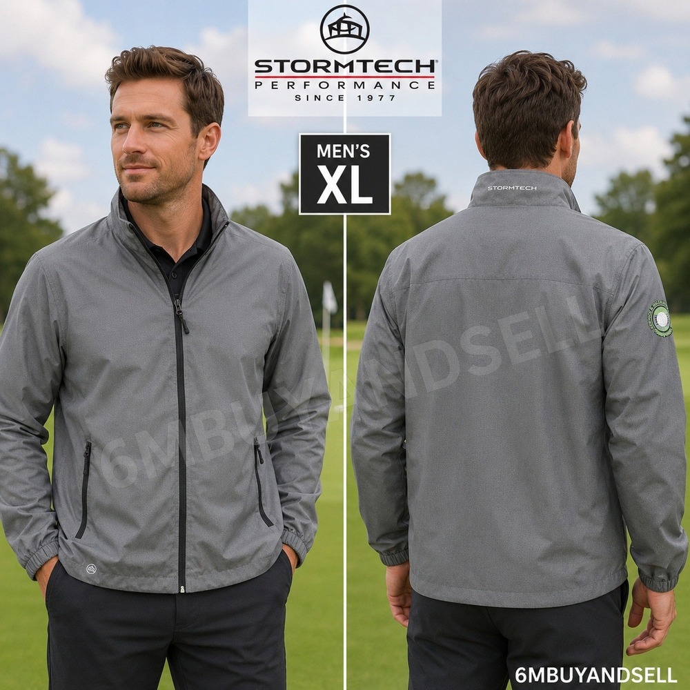 Stormtech Performance Mens XL Grey GSX-1 Full Zip Windbreaker Golf Jacket Logo